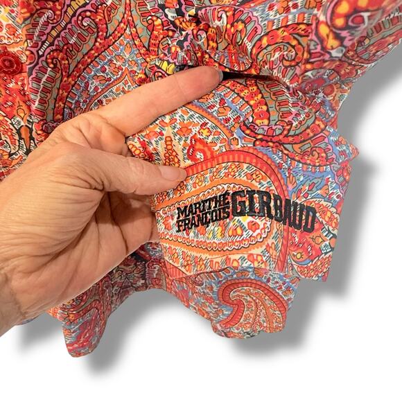 Vtg Le Jean de Marithe + Francois Girbaud Orange Paisley Button Up Shirt Size XL - Picture 4 of 9